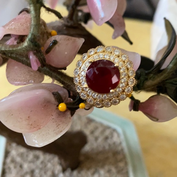 Vintage 925 natural ruby &white sapphire ring